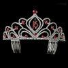 Sparkling Vintage Red Rhinestone Sweet 16 Bridal Wedding Tiara in Silver 242