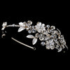 Ivory Flower Rhinestone Side Accented Gold Bridal Wedding Headband 2606