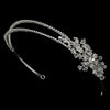Silver Double Rhinestone Bridal Wedding Headband with Crystal Ornate Side Accent HP 2913