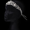 Sheer Ivory Ribbon Flower Heart Bridal Wedding Headband with Rhinestones 3458