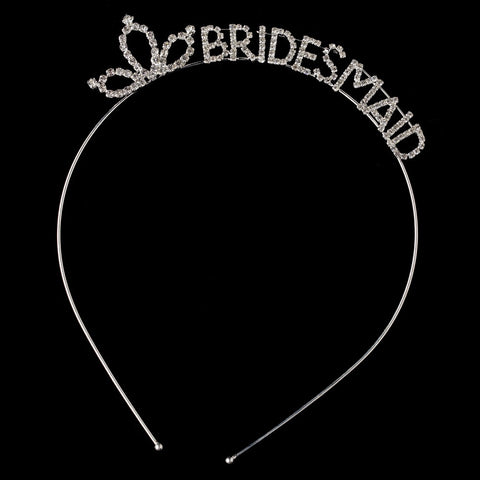 Silver Clear Rhinestone "Bridesmaid" Bridal Wedding Tiara Bridal Wedding Headband 361