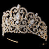 Gold Clear Rhinestone & Center CZ Crystal Royal Princess Bridal Wedding Tiara Headpiece 394