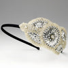 * Silver Ivory White HeadBand Headpiece 4020