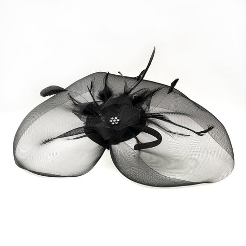 * Black Bridal Wedding Headband w/ Cage Headpiece 4023