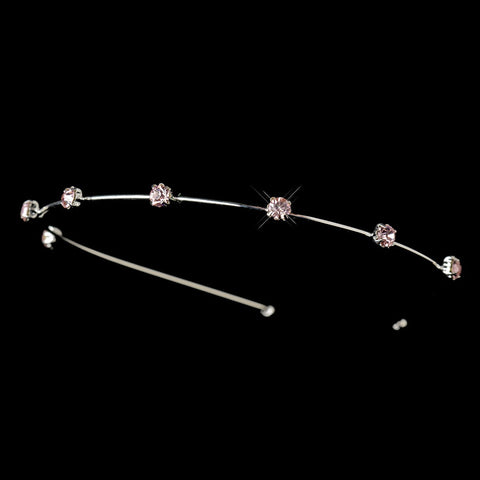 Silver Pink Rhinestone Bridal Wedding Tiara Bridal Wedding Headband Headpiece 415