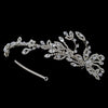 Rhodium Clear Rhinestone Side Accented Leaf Bridal Wedding Headband