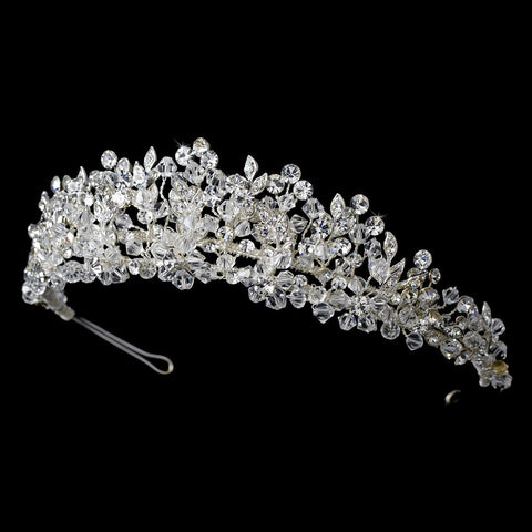 Crystal and Rhinestone Floral Bridal Wedding Tiara HP 4706 Silver