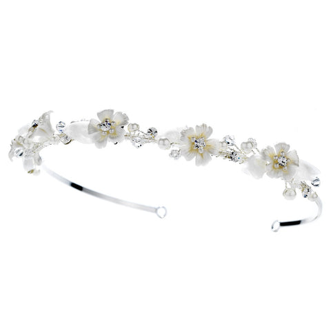 Ivory Pearl & Rhinestone Flower Bridal Wedding Headband 485