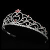 Regal Rhinestone Heart Princess Bridal Wedding Tiara in Silver with Pink Accents 516