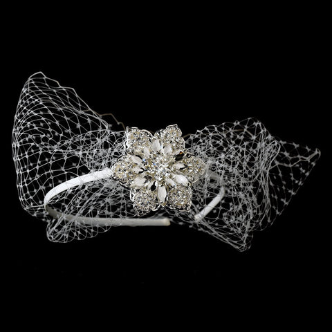 Beautiful Side Accented Bridal Wedding Headband with Bird Cage Bridal Wedding Veil HP 614