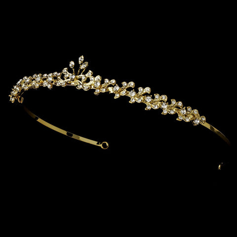 * Gold Rhinestone Simple Bridal Wedding Tiara HP 6269