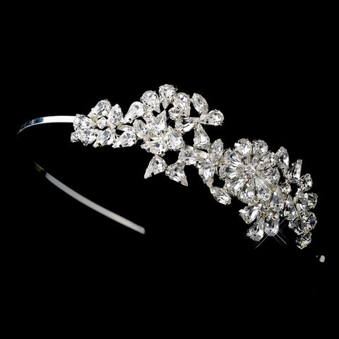 Rhinestone Floral Side Accented Bridal Wedding Headband HP 635