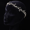 Gold Clear Rhinestone & Freshwater Pearl Vine Bridal Wedding Elastic Headband 6437