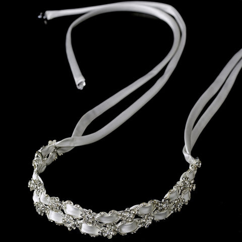 Fabulous Ivory & Clear Crystal Ribbon Bridal Wedding Headband 6470