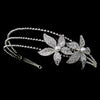 Antique Silver White Pearl & Rhinestone Floral Side Accented Bridal Wedding Headband 668