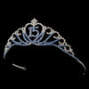 Sparkling Light Blue Covered Quinceanera Rhinestone Bridal Wedding Tiara in Silver 7032
