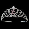 Sparkling Pink Majestic Sweet 16 RhinestoneBridal Wedding Tiara in Silver 7032