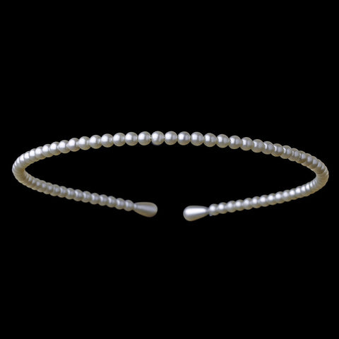 Elegant Single Ivory Pearl Row Bridal Wedding Headband - HP 70644