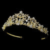 Golden Crystal Bridal Wedding Tiara with Pearl Accents HP 7102