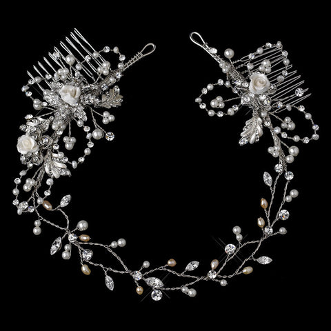 Elegant Vintage Bridal Wedding Hair Vine with Side Accents HP 7711
