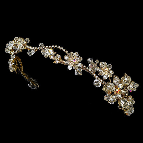 Golden AB Floral Bridal Wedding Headband HP 7802