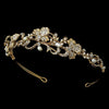 Freshwater Pearl & Crystal Gold Bridal Wedding Jewelry Set & Headband Set 7803