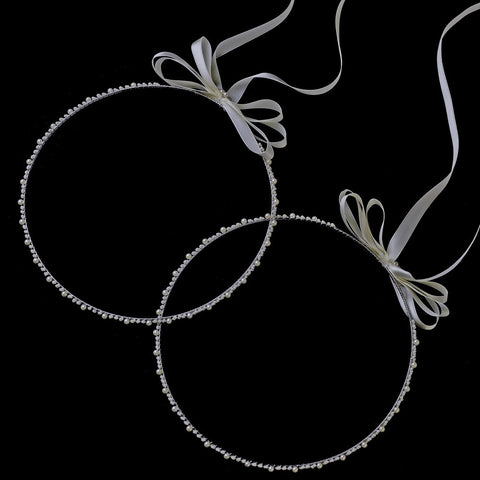 Graceful White or Ivory Pearl Greek Stefana Wedding Crowns 8015