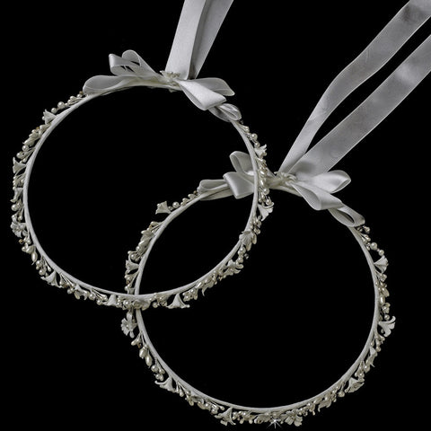 Lovely White or Ivory Flower & Pearl Greek Stefana Wedding Crowns 8016