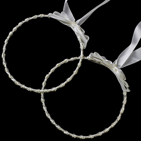 Elegant White or Ivory Greek Stefana Wedding Crowns w/ Silver Beading 8018