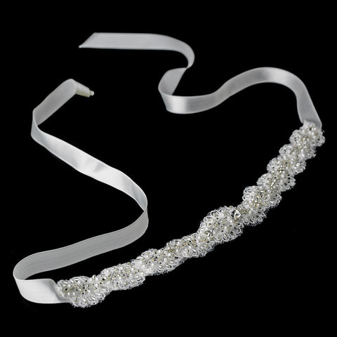 * Ribbon Style Bridal Wedding Headband HP 8204 White or Ivory