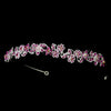 Silver Fuchsia & AB Rhinestone Flower Bridal Wedding Headpiece 8233