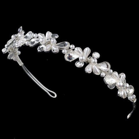 Silver Pearl Bridal Wedding Headband HP 8241
