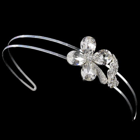 * Silver Floral Bridal Wedding Headband HP 8260