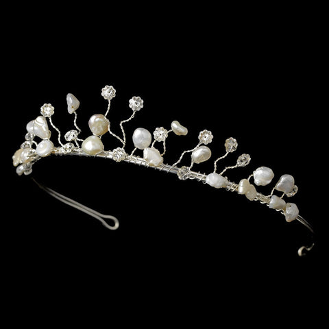 * Keshi Pearl & Rhinestone Bridal Wedding Tiara HP 8261