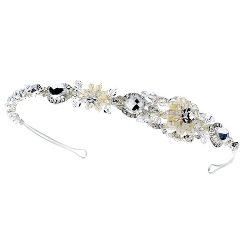 Silver Freshwater Pearl Bridal Wedding Tiara HP 8262