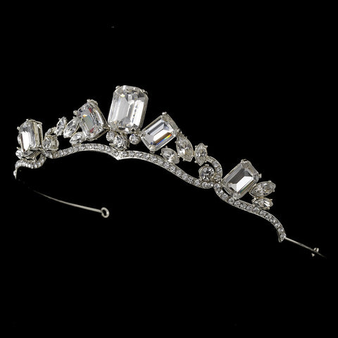 * Silver Princess Rhinestone Majesty Bridal Wedding Tiara HP 8277