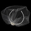 Silver Ivory Pearl & Clear Rhinestone Bridal Wedding Veil Bridal Wedding Headband Headpiece 8324