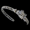Elegant Silver Rhinestone & Natural Pearl Side Accented Bridal Wedding Headband - HP 8336