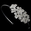 Silver Side Accenting Rhinestone Flower Cluster Bridal Wedding Headband - HP 8349