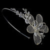 Silver Dainty Flower Rhinestone Mesh Bridal Wedding Headband - HP 8350