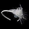 * Flower Feather Accented Bridal Wedding Headband HP 8421 Ivory or White