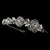 Antique Silver Clear Rhinestone Flower Rose Bridal Wedding Headband 865