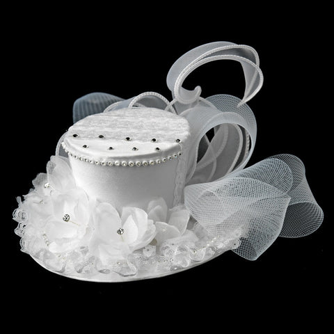 Floral Bridal Wedding Top Hat Headpiece 872 (White or Ivory)