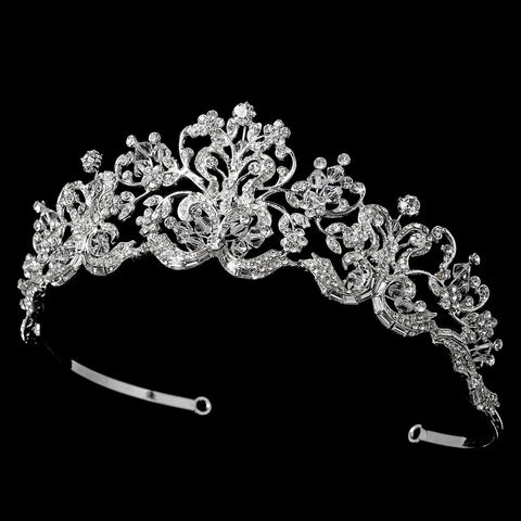 * Silver Plated Crystal Rhinestone Majesty Bridal Wedding Tiara - HP 9032