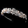Silver Freshwater Ivory Pearl & Rhinestone Vine Lead Bridal Wedding Headband Headpiece 9055