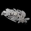 Antique Silver Crystal & Pearl Leaf Headpiece 947