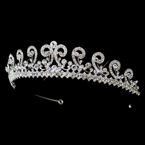 * Silver Rhinestone Bridal Wedding Tiara Headpiece Headpiece 953