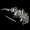 Silver Floral Vine Side Accented w/ Crystal Bead & Rhinestone Bridal Wedding Headband Headpiece 9606
