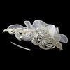 Exquisite Side Accented Rhinestone, Pearl & Ivory Tulle Bridal Wedding Headband 9609