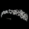 Antique Silver Clear Rhinestone Floral Leaf Vine Side Accented Bridal Wedding Headband Headpiece 961